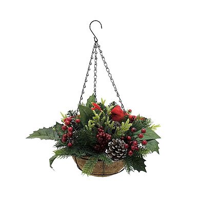 St. Nicholas Square® Artificial Cardinal Botanical Hanging Basket