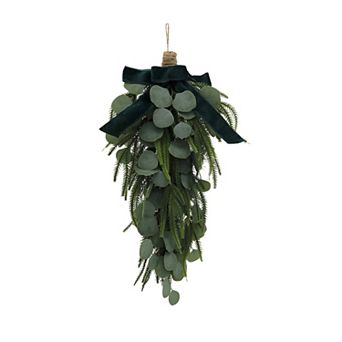 St. Nicholas Square® Eucalyptus & Pine Artificial Teardrop with Velvet Bow