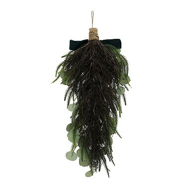 St. Nicholas Square® Eucalyptus & Pine Artificial Teardrop with Velvet Bow