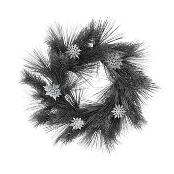 St. Nicholas Square® Pine Artificial Wreath with Flocked Snowflakes