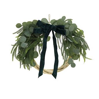 St. Nicholas Square® Eucalyptus & Pine Artificial Wreath with Velvet Bow