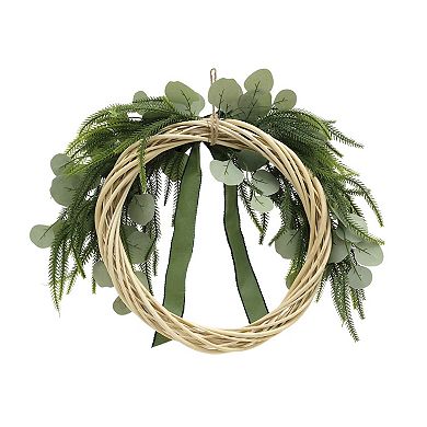 St. Nicholas Square® Eucalyptus & Pine Artificial Wreath with Velvet Bow