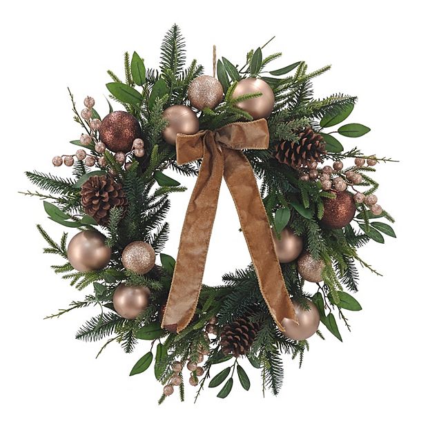 St. Nicholas Square® Pinecone & Bauble Artificial Wreath with