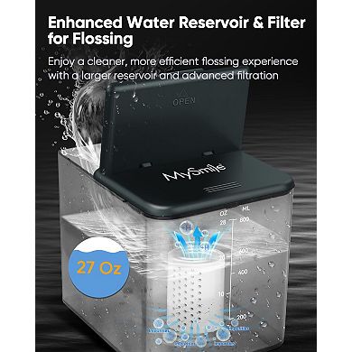 MySmile LP233 Pro UVC Countertop Water Flosser 800ML with Water Filter (Graphite Grey)