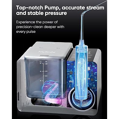 MySmile LP233 Pro UVC Countertop Water Flosser 800ML with Water Filter (Lightening Silver)