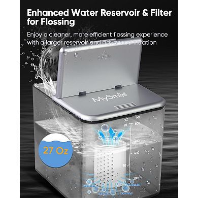 MySmile LP233 Pro UVC Countertop Water Flosser 800ML with Water Filter (Lightening Silver)