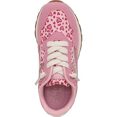 Blowfish Malibu Valley 2-K Girls Lace-Up Shoes Faux Suede Leopard Print