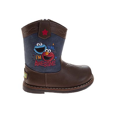 Sesame Street Elmo & Cookie Monster Side Zip Kids Cowboy Boots