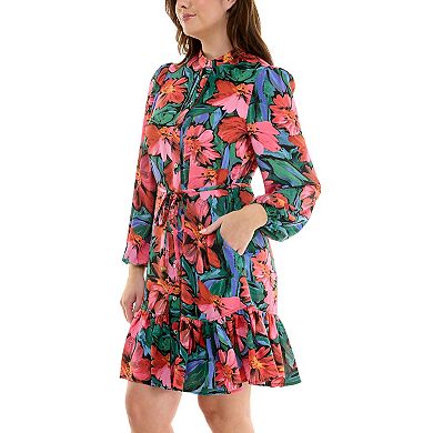 Women's Nicole Miller Long Bell Sleeved Shirtdress