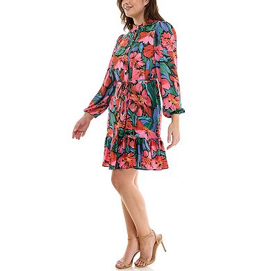 Women's Nicole Miller Long Bell Sleeved Shirtdress