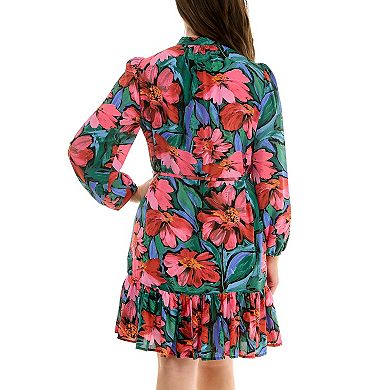 Women's Nicole Miller Long Bell Sleeved Shirtdress