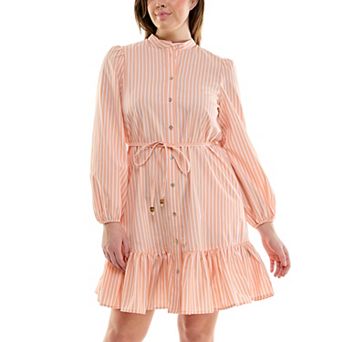 Women's Nicole Miller Long Sleeved Button Front Shirt Dress