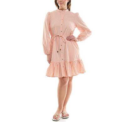 Women's Nicole Miller Long Sleeved Button Front Shirt Dress
