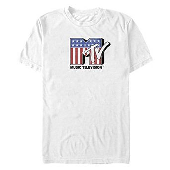 Big & Tall MTV American Flag Print Logo Graphic Tee