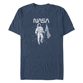 Big & Tall NASA Astronaut Holding American Flag Graphic Tee