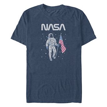 Big & Tall NASA Astronaut Carrying American Flag Graphic Tee