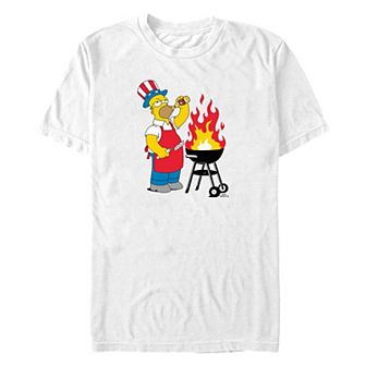 Big & Tall The Simpsons Homer Grilling American Graphic Tee