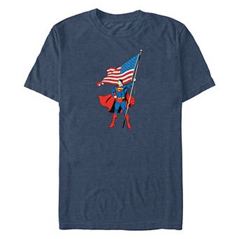 Big & Tall DC Comics Superman Holding American Flag Graphic Tee