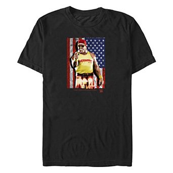 Big & Tall WWE Hulk Hogan American Flag Backdrop Graphic Tee
