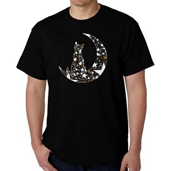 Cat Sitting On Moon - Men's Word Art T-Shirt