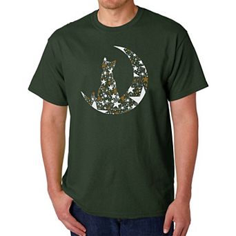Cat Sitting On Moon - Men's Word Art T-Shirt