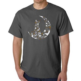 Cat Sitting On Moon - Men's Word Art T-Shirt