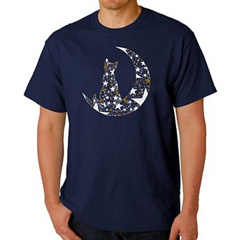 Cat Sitting On Moon - Men's Word Art T-Shirt