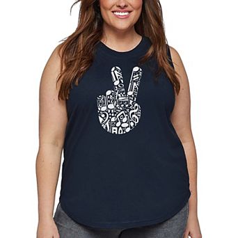 Peace Finger Notes - Women's Plus Size Word Art Tank Top