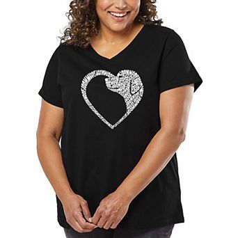 Dog Heart - Women's Plus Size Word Art V-Neck