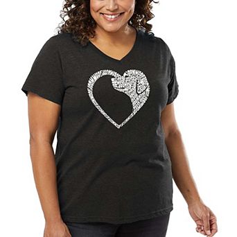 Dog Heart - Women's Plus Size Word Art V-Neck