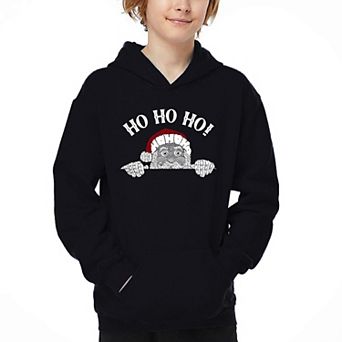 Peeking Santa - Boy's Word Art Hooded Sweatshirt