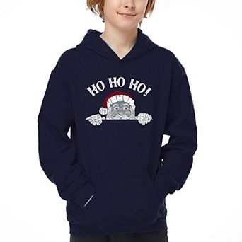 Peeking Santa - Boy's Word Art Hooded Sweatshirt