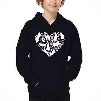 Cat Heart - Boy's Word Art Hooded Sweatshirt