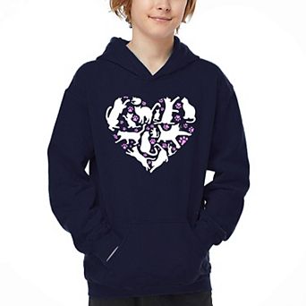 Cat Heart - Boy's Word Art Hooded Sweatshirt