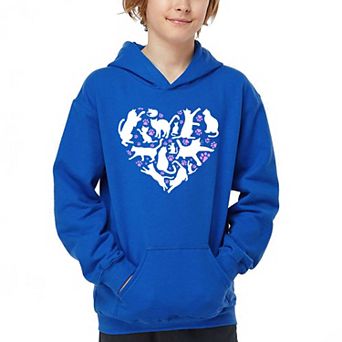 Cat Heart - Boy's Word Art Hooded Sweatshirt