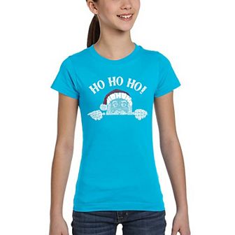 Peeking Santa - Girl's Word Art T-Shirt