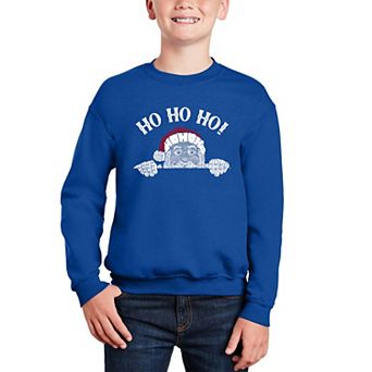 Peeking Santa - Boy's Word Art Crewneck Sweatshirt