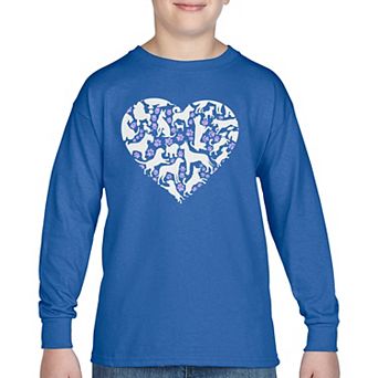 Dog Heart - Boy's Word Art Long Sleeve T-Shirt