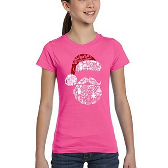 Santa Pics - Girl's Word Art T-Shirt