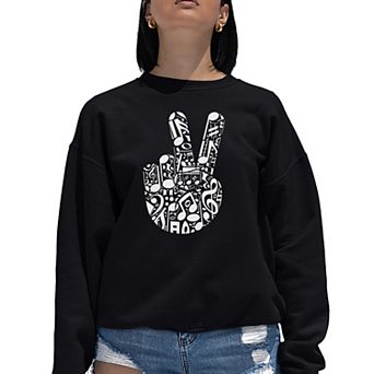 Peace Finger Notes - Women's Word Art Crewneck Sweatshirt