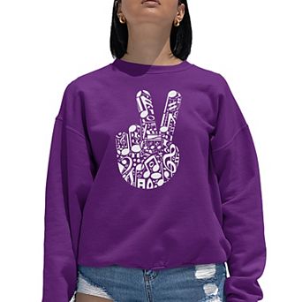 Peace Finger Notes - Women's Word Art Crewneck Sweatshirt
