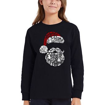 Santa Pics - Girl's Word Art Long Sleeve T-Shirt