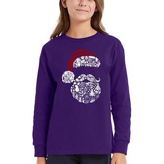 Santa Pics - Girl's Word Art Long Sleeve T-Shirt
