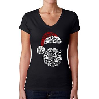 Santa Pics - Women's Word Art V-Neck T-Shirt