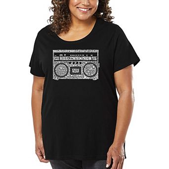 Women's Plus Size Word Art T-shirt - Greatest Rap Hits of The 1980's