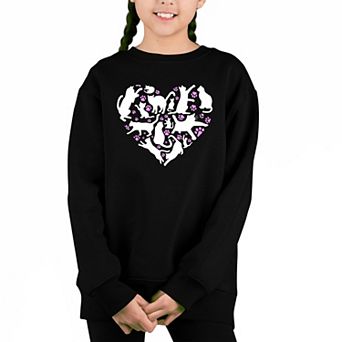 Cat Heart - Girl's Word Art Crewneck Sweatshirt