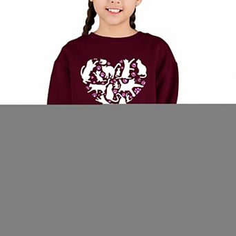 Cat Heart - Girl's Word Art Crewneck Sweatshirt