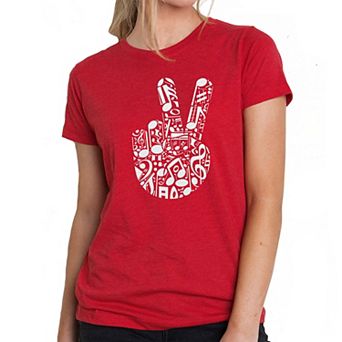 Peace Finger Notes - Women's Premium Blend Word Art T-Shirt