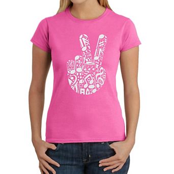 Peace Finger Notes - Women's Word Art T-Shirt
