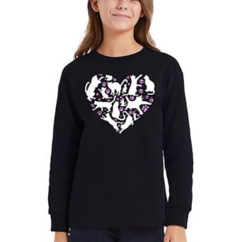 Cat Heart - Girl's Word Art Long Sleeve T-Shirt